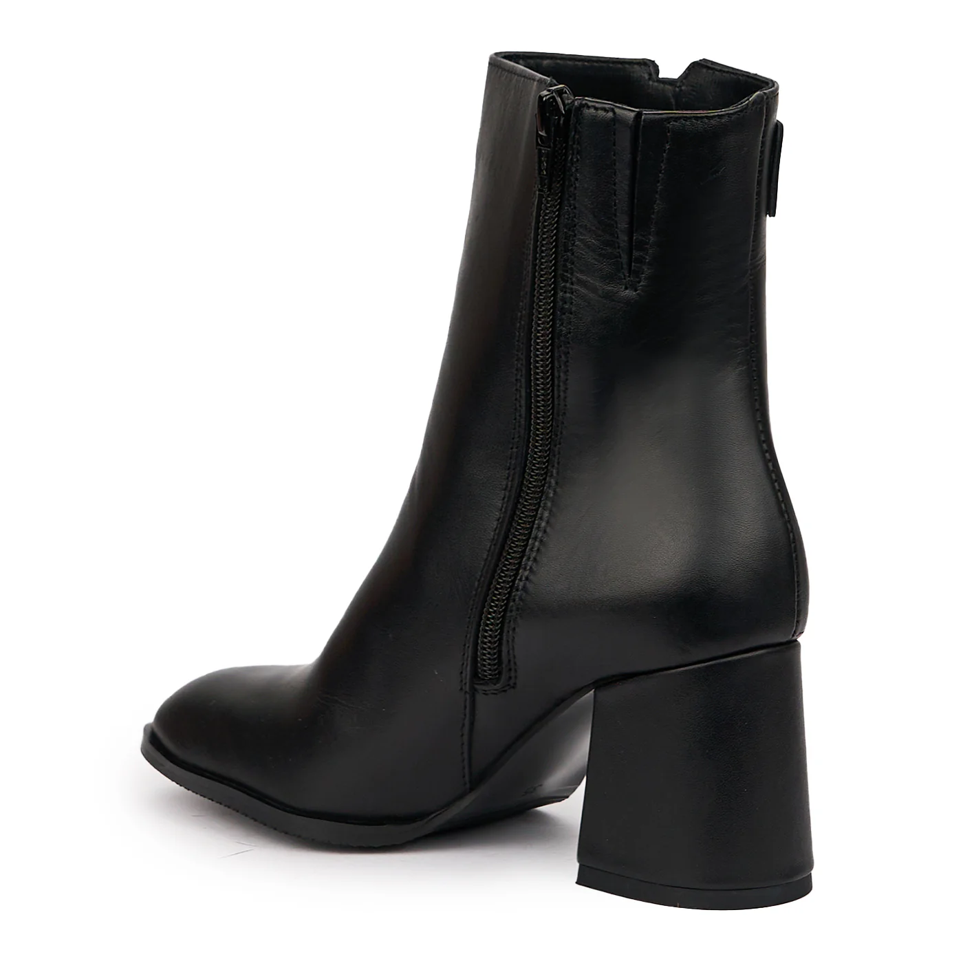 Botine dama din piele naturala neagra cu toc gros 7 cm 14258 - Image 2