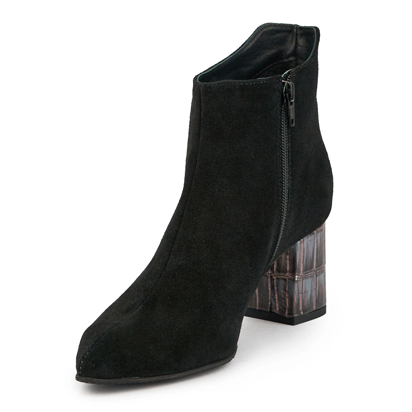 Botine dama din piele naturala neagra cu toc gros 7 cm 14886 - Image 3