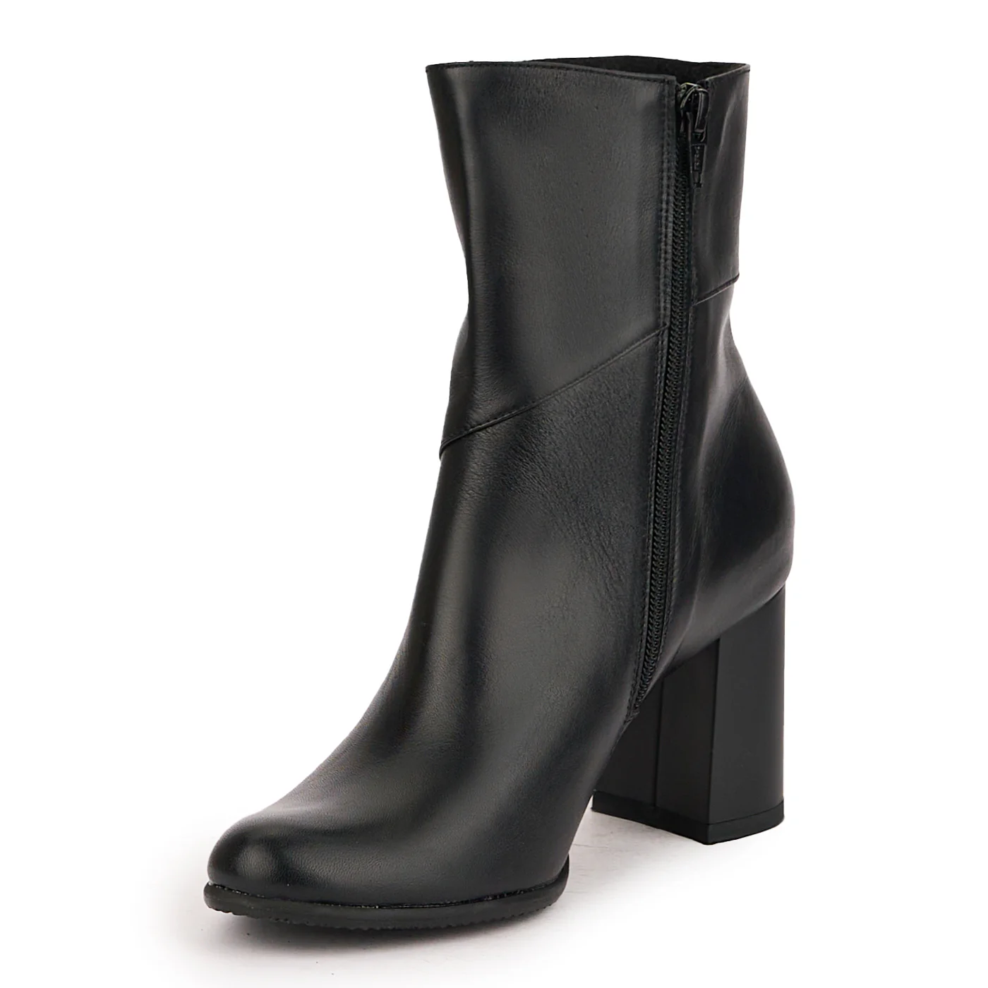 Botine dama din piele naturala neagra cu toc gros 7 cm 16802 - Image 3