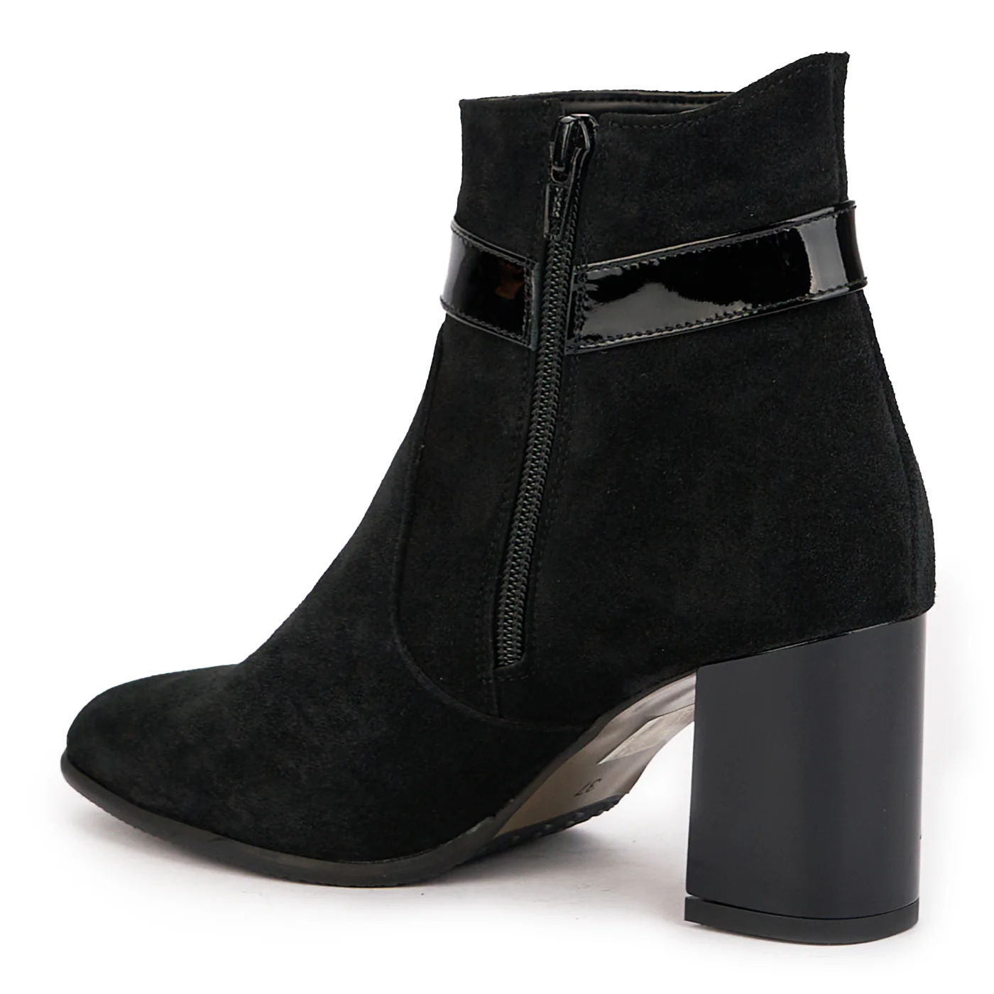 Botine dama din piele naturala neagra cu toc gros 7 cm 17043 - Image 2