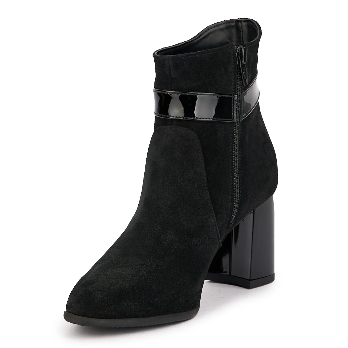 Botine dama din piele naturala neagra cu toc gros 7 cm 17043 - Image 3