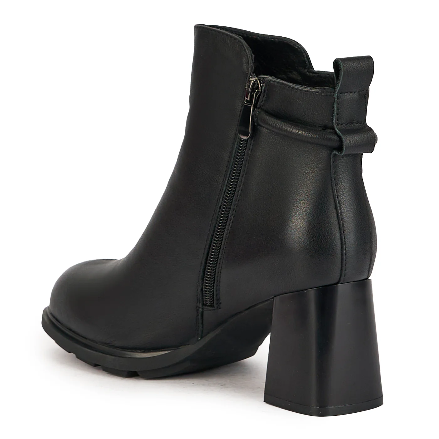 Botine dama din piele naturala neagra cu toc gros 7 cm 17294 - Image 2