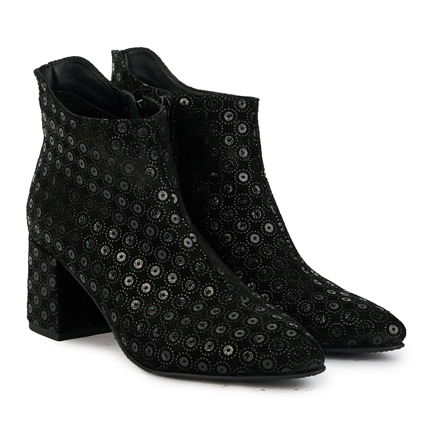Botine dama din piele naturala neagra cu toc gros 7 cm 17408 - Image 4