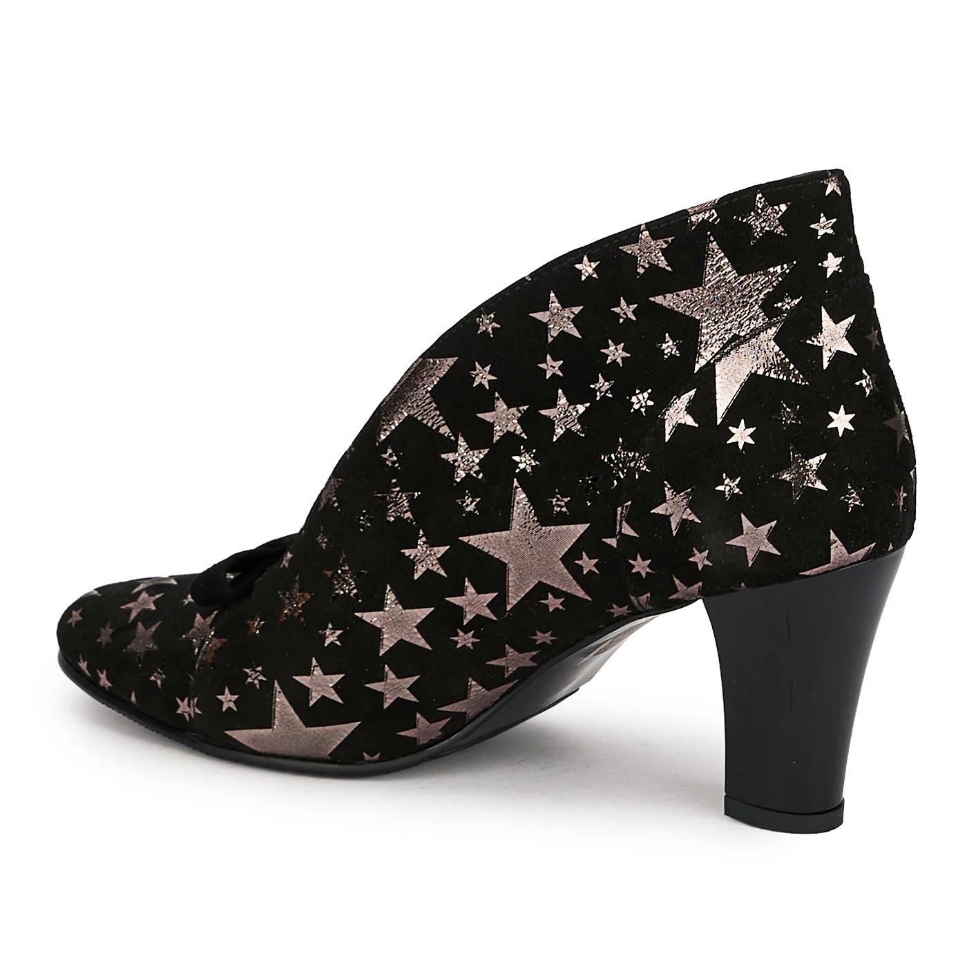 Botine dama din piele naturala neagra cu toc gros 7 cm 19702 - Image 2