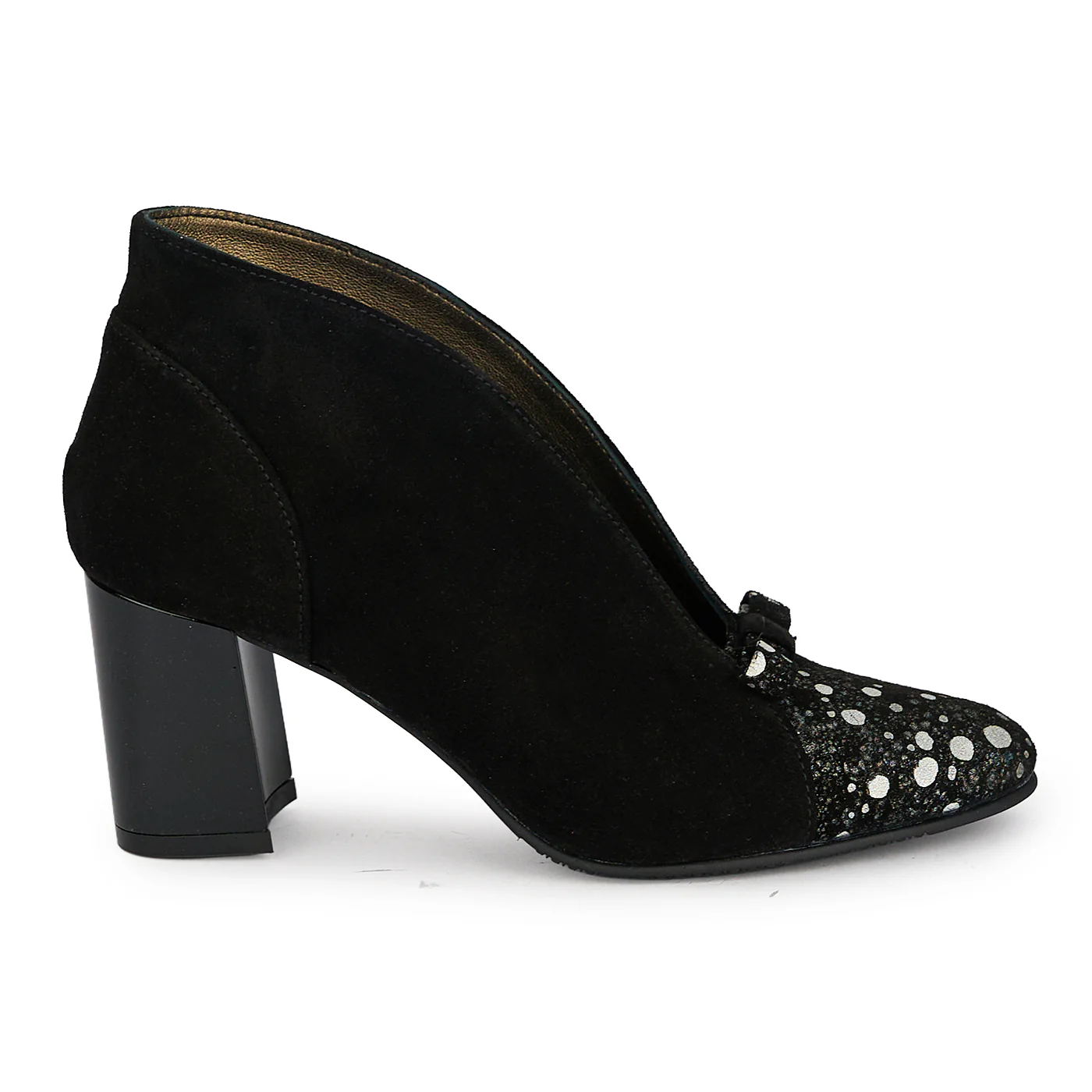 Botine dama din piele naturala neagra cu toc gros 7 cm 19713