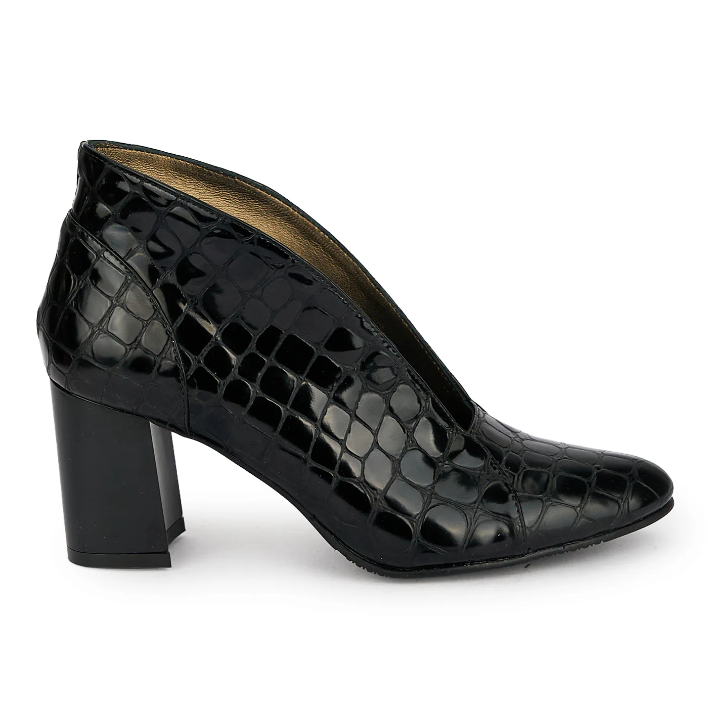 Botine dama din piele naturala neagra cu toc gros 7 cm 19715