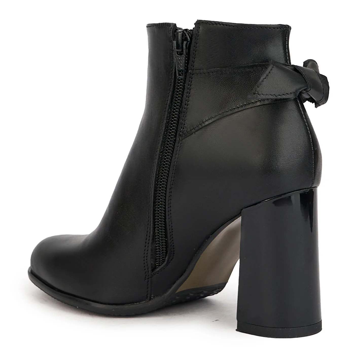 Botine dama din piele naturala neagra cu toc gros 9,5 cm 17216 - Image 2