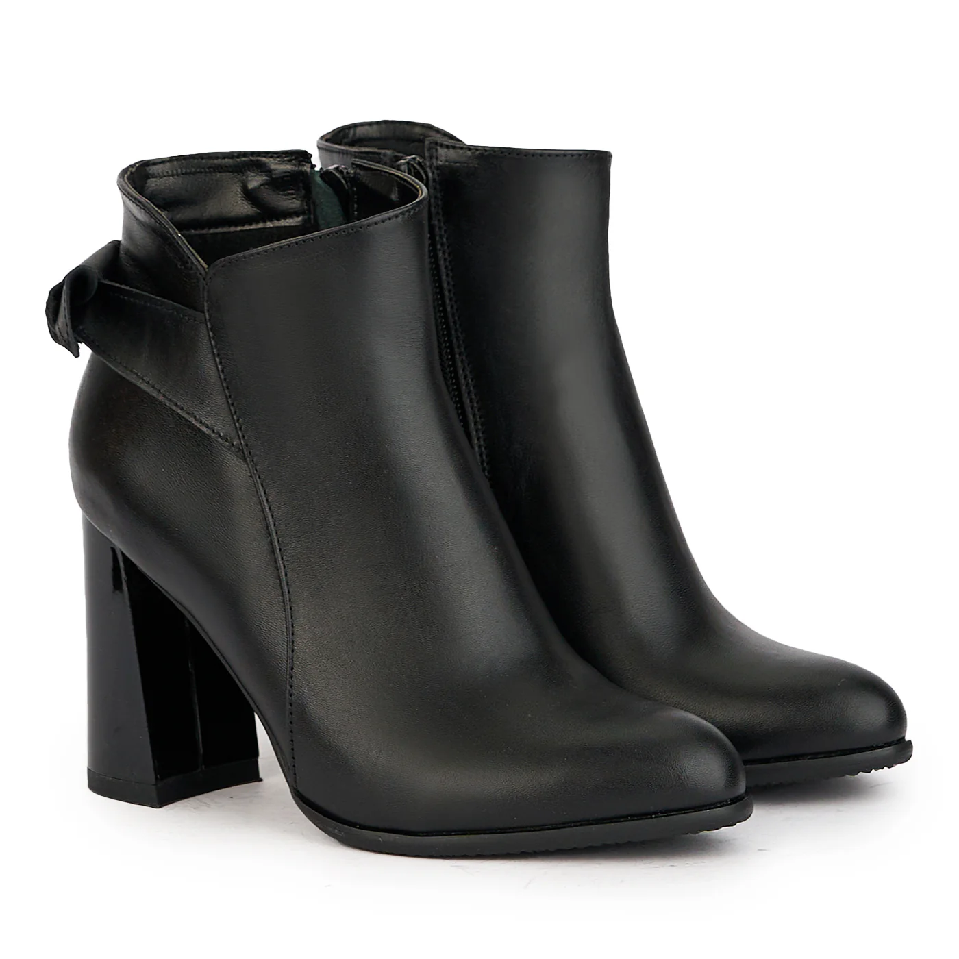 Botine dama din piele naturala neagra cu toc gros 9,5 cm 17216 - Image 4