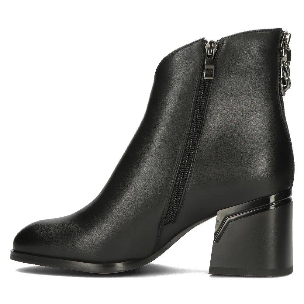 Botine dama din piele naturala neagra cu toc gros 8 cm 14338 - Image 3