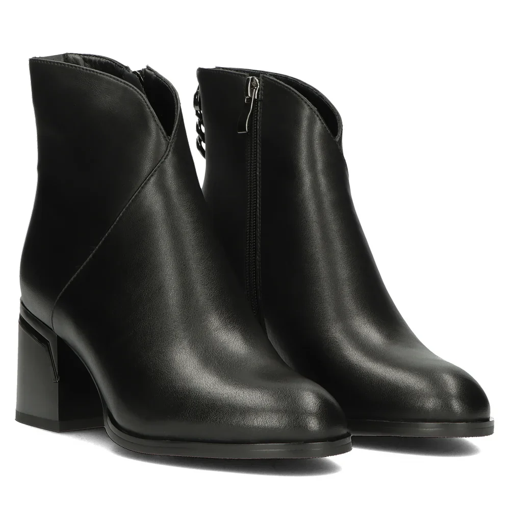 Botine dama din piele naturala neagra cu toc gros 8 cm 14338 - Image 4