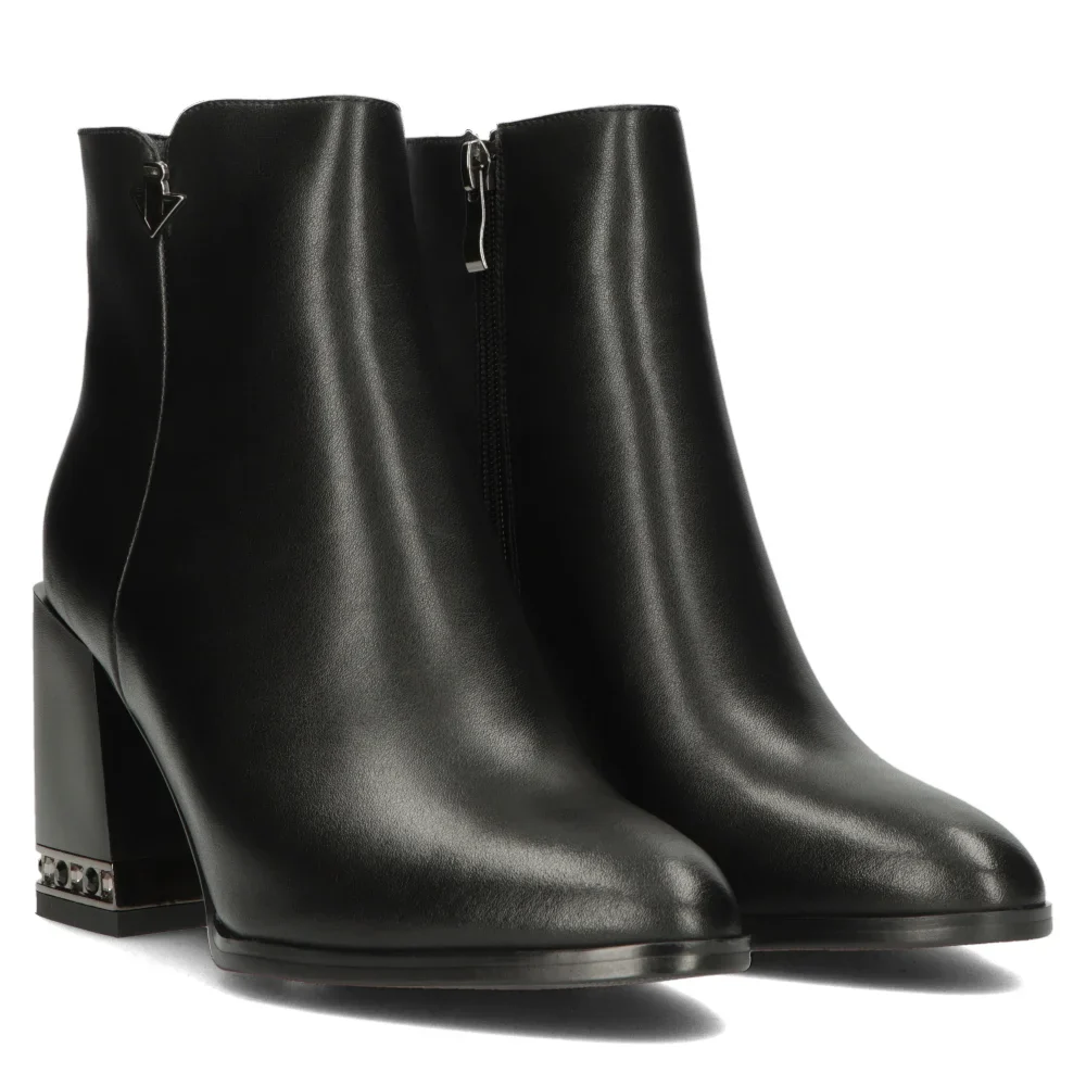 Botine dama din piele naturala neagra cu toc gros 8 cm 14341 - Image 4