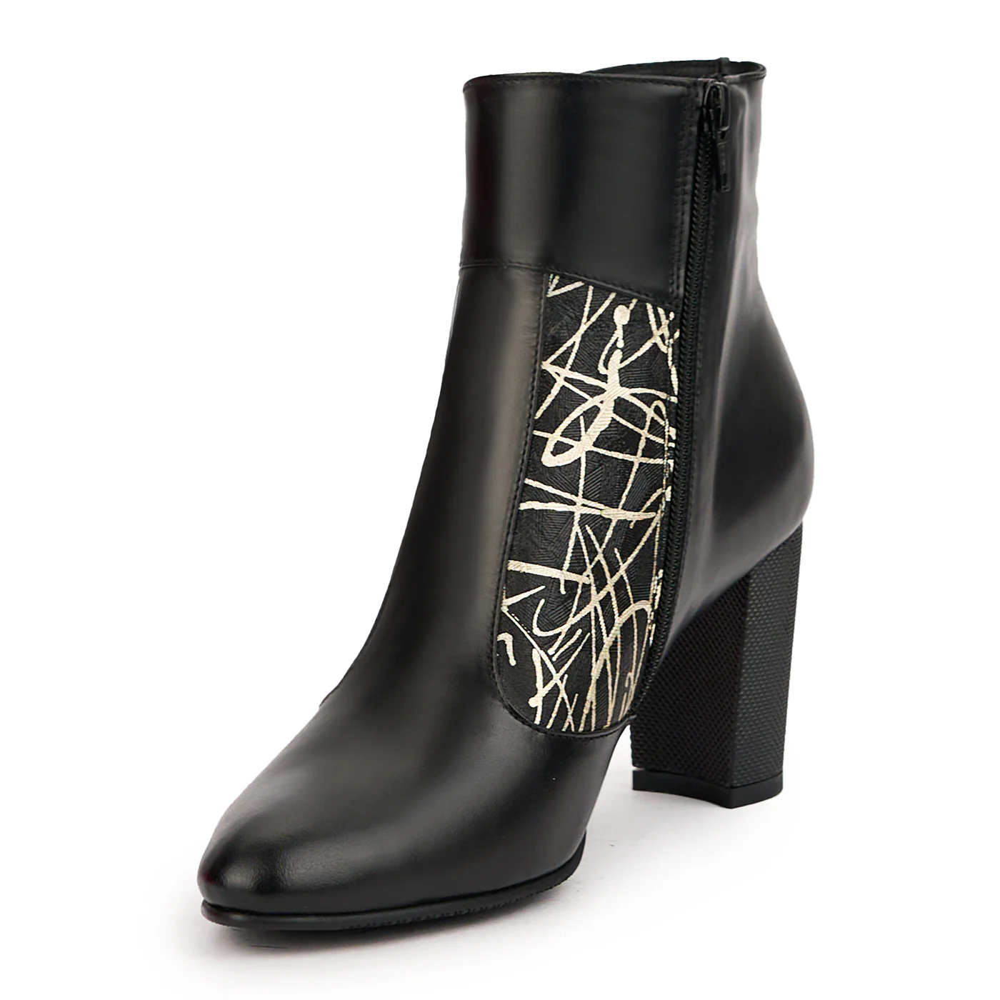 Botine dama din piele naturala neagra cu toc gros 8 cm 14622 - Image 3