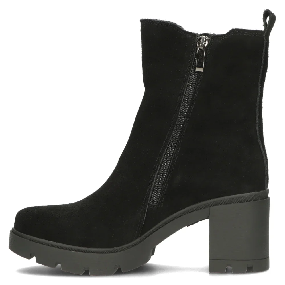Botine dama din piele naturala neagra cu toc gros 8 cm 14732 - Image 3