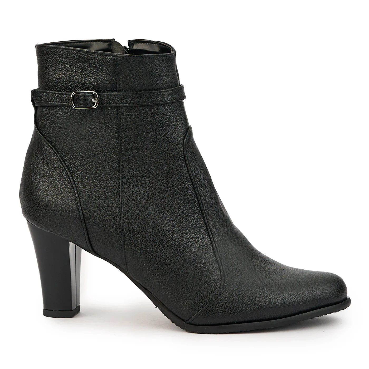 Botine dama din piele naturala neagra cu toc gros 8 cm 14770