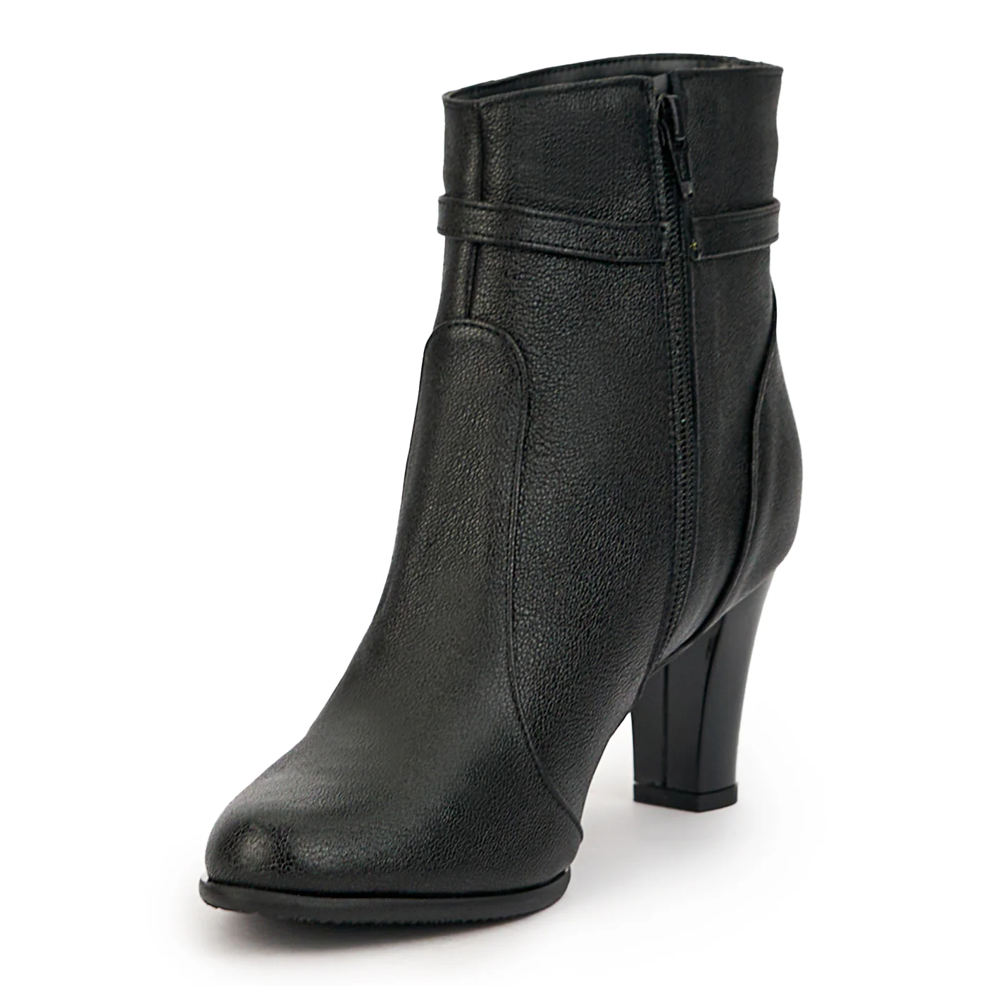 Botine dama din piele naturala neagra cu toc gros 8 cm 14770 - Image 3