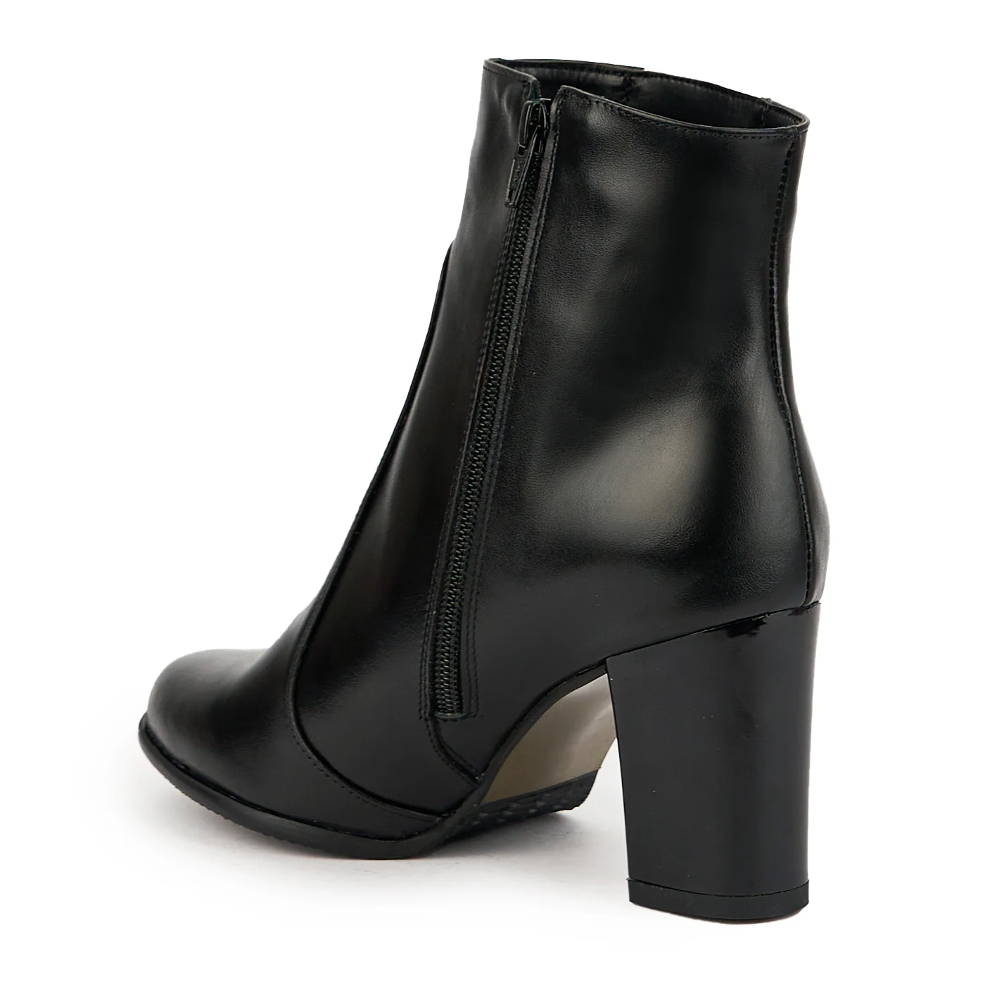 Botine dama din piele naturala neagra cu toc gros 8 cm 14923 - Image 2