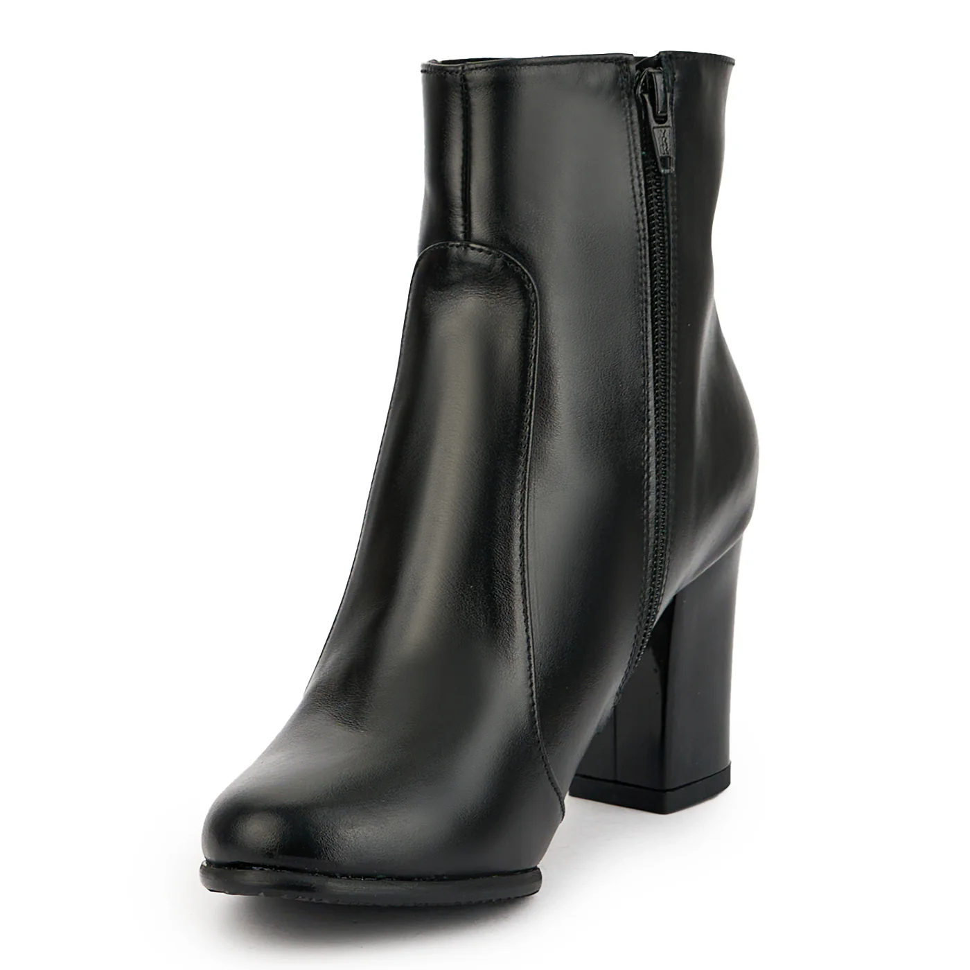 Botine dama din piele naturala neagra cu toc gros 8 cm 14923 - Image 3