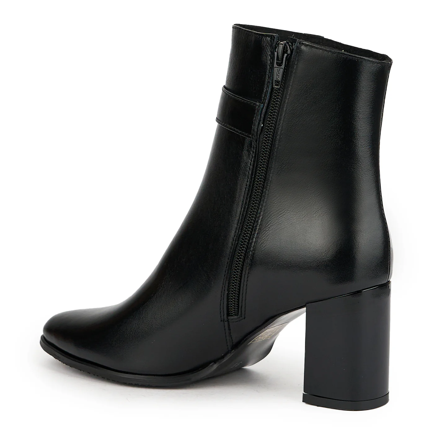 Botine dama din piele naturala neagra cu toc gros 8 cm 15075 - Image 2