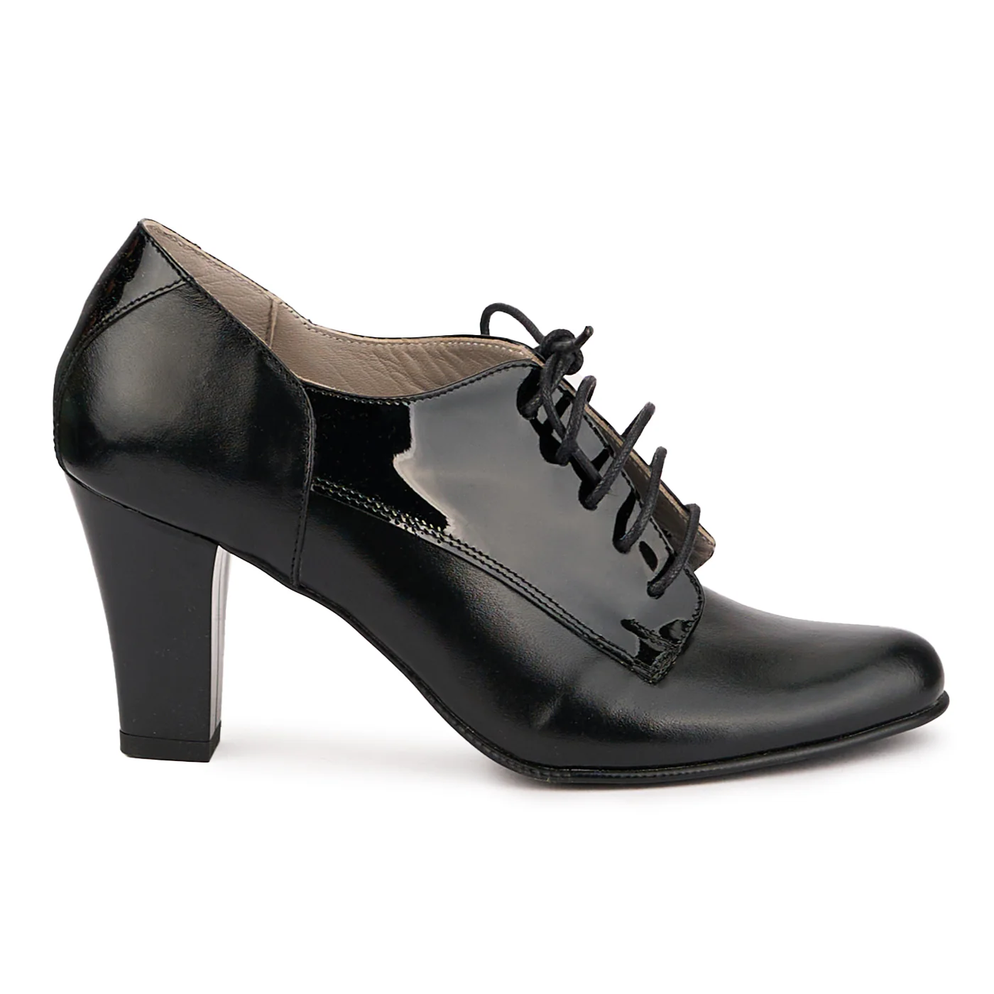 Botine dama din piele naturala neagra cu toc gros 8 cm 16795