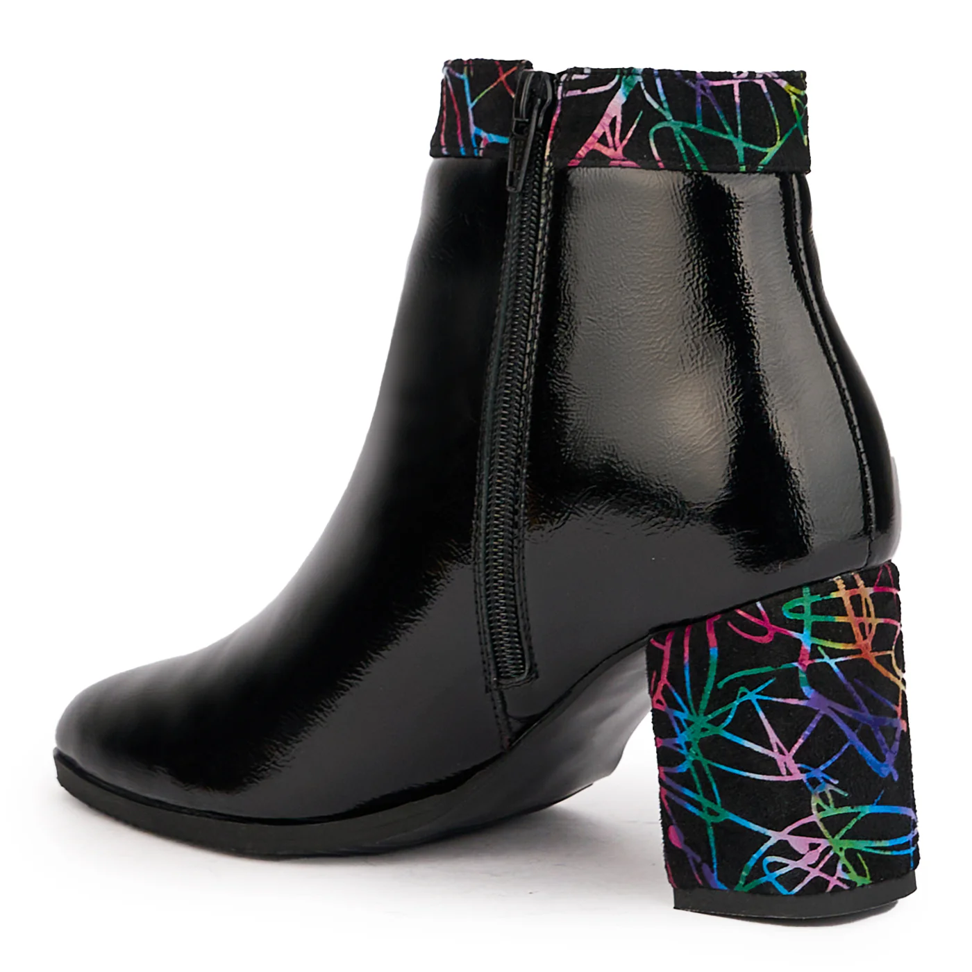 Botine dama din piele naturala neagra cu toc gros 8 cm 17080 - Image 2