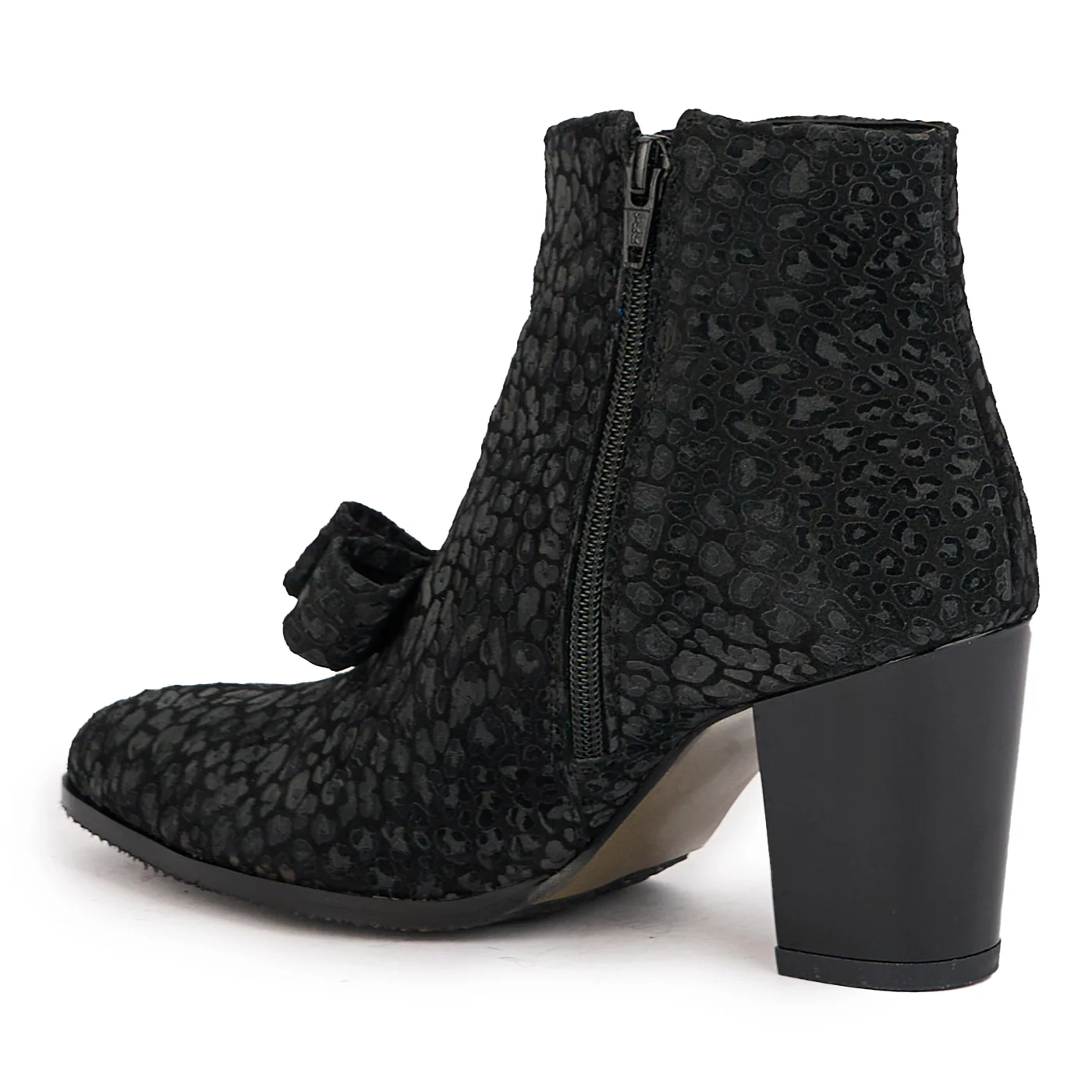 Botine dama din piele naturala neagra cu toc gros 8 cm 17167 - Image 2