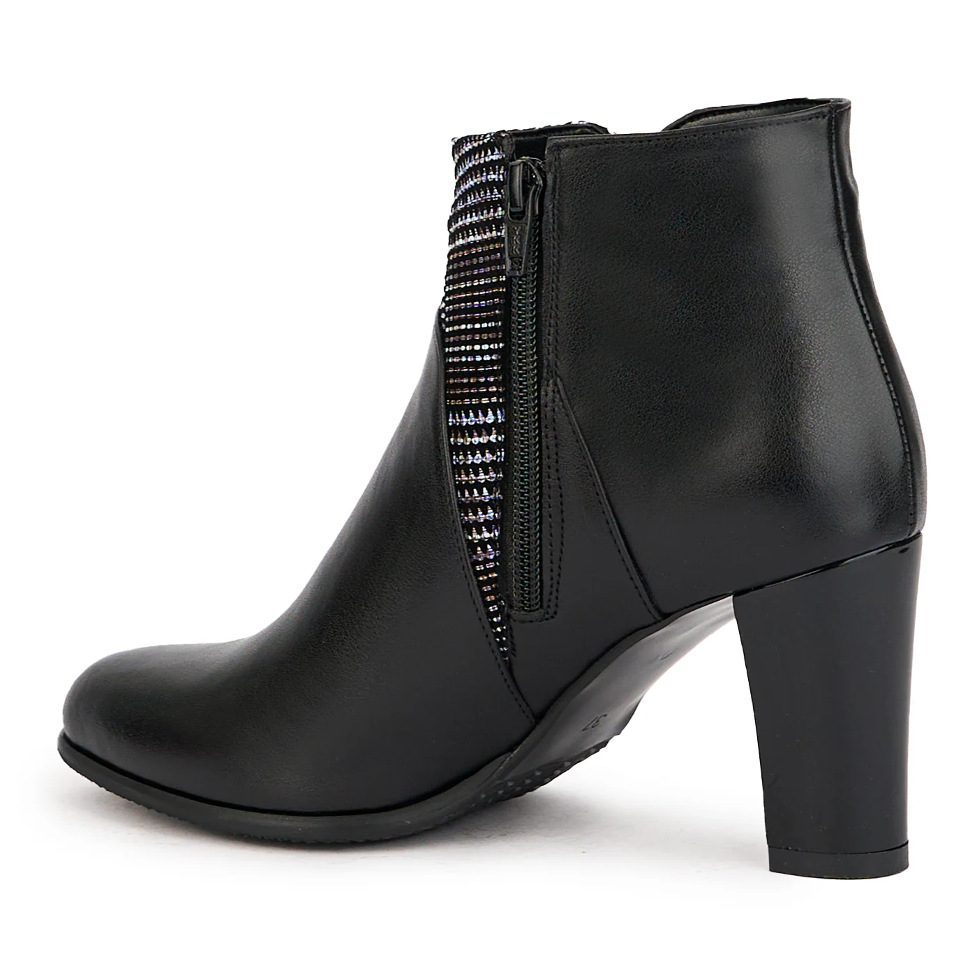 Botine dama din piele naturala neagra cu toc gros 8 cm 17246 - Image 2