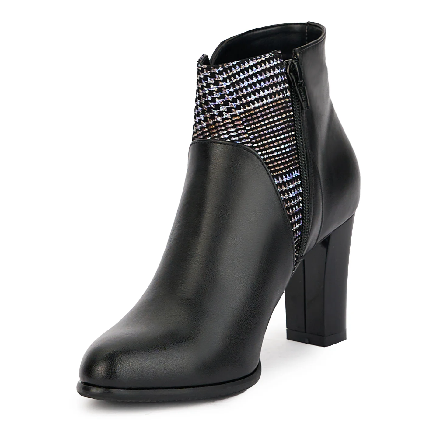 Botine dama din piele naturala neagra cu toc gros 8 cm 17246 - Image 3