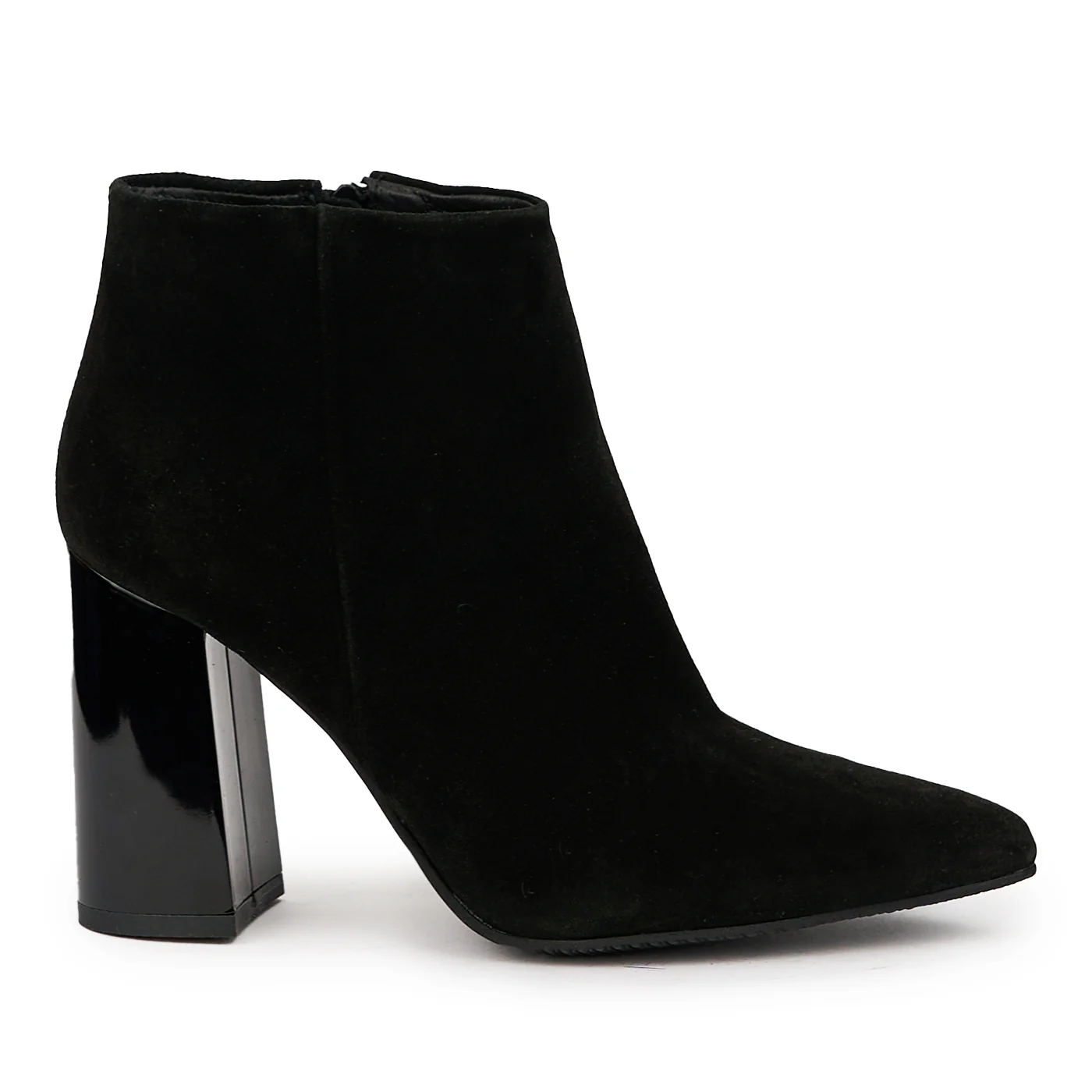 Botine dama din piele naturala neagra cu toc gros 9.5 cm 14612