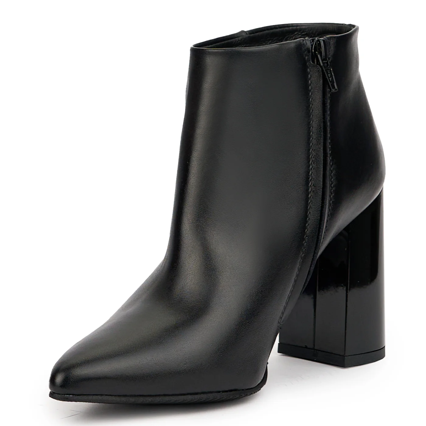 Botine dama din piele naturala neagra cu toc gros 9.5 cm 14613 - Image 3