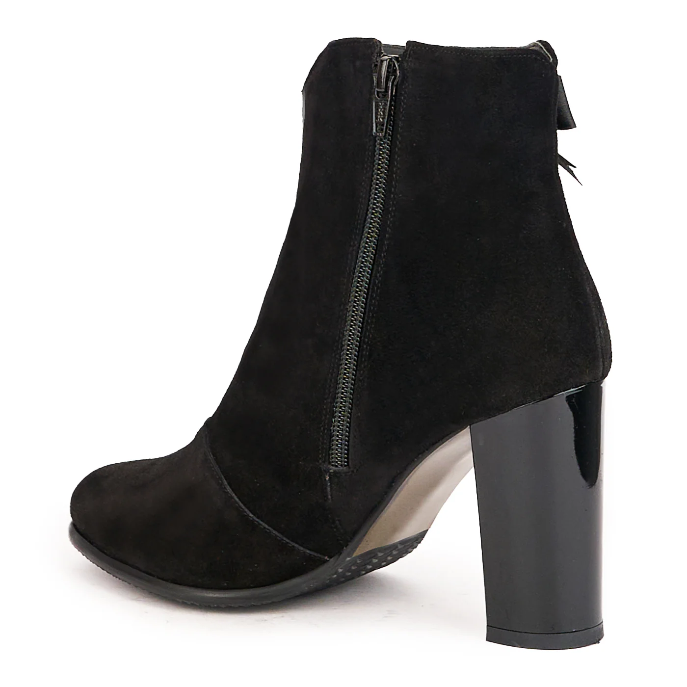 Botine dama din piele naturala neagra cu toc gros 9.5 cm 16702 - Image 2