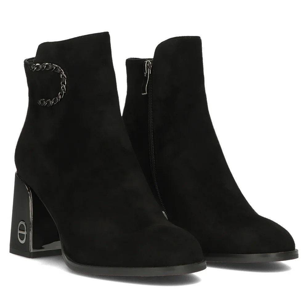Botine dama din piele naturala neagra cu toc gros 9 cm 14340 - Image 4