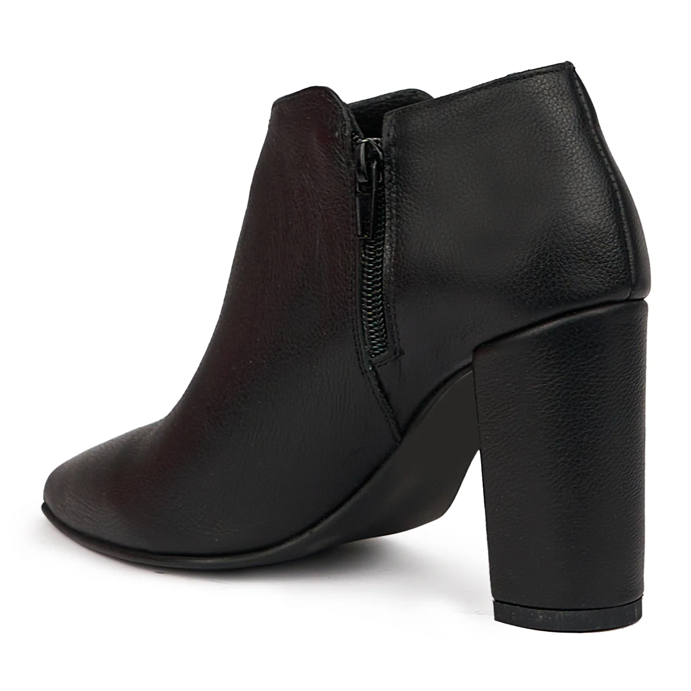 Botine dama din piele naturala neagra cu toc gros 9 cm 14375 - Image 2