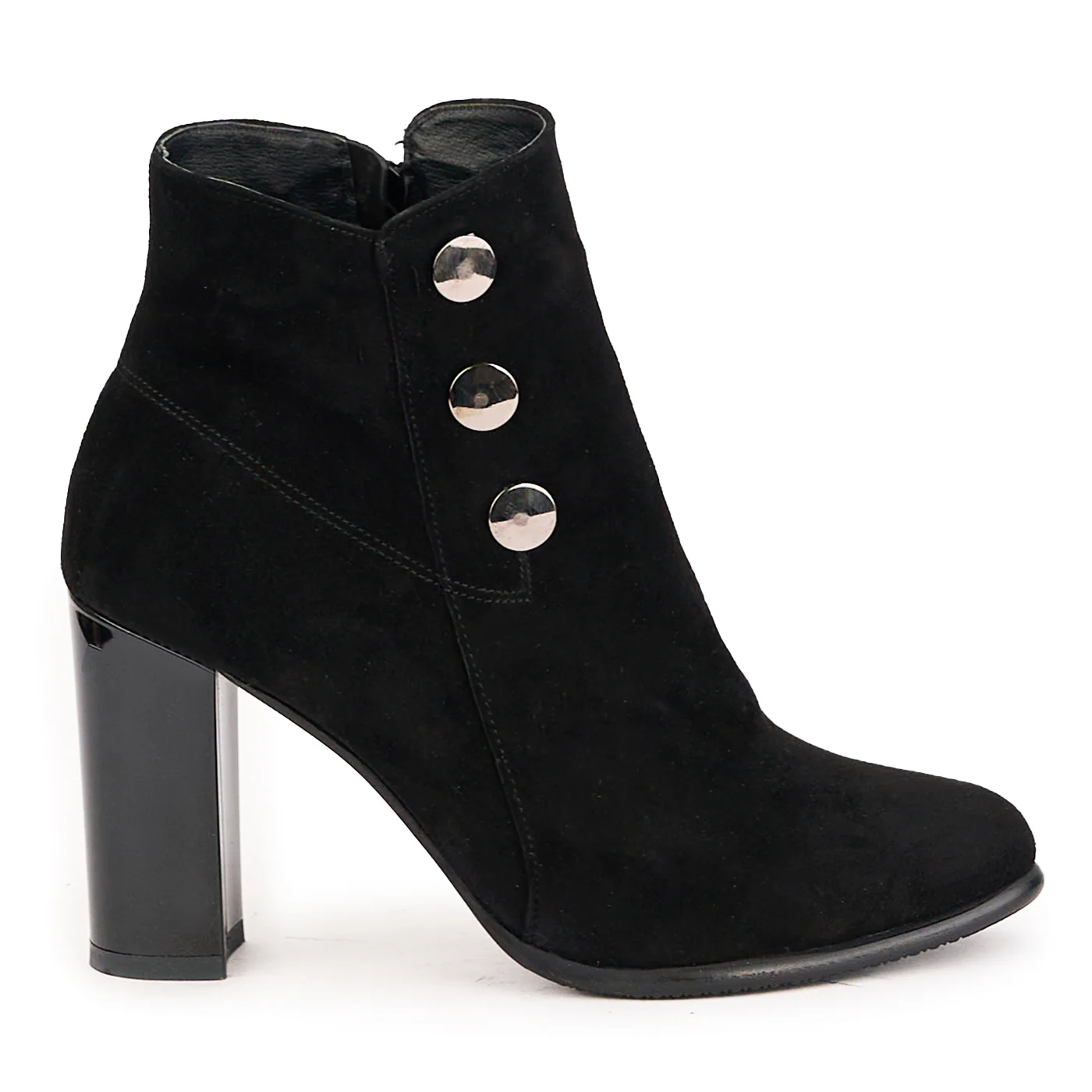 Botine dama din piele naturala neagra cu toc gros 9 cm 16694