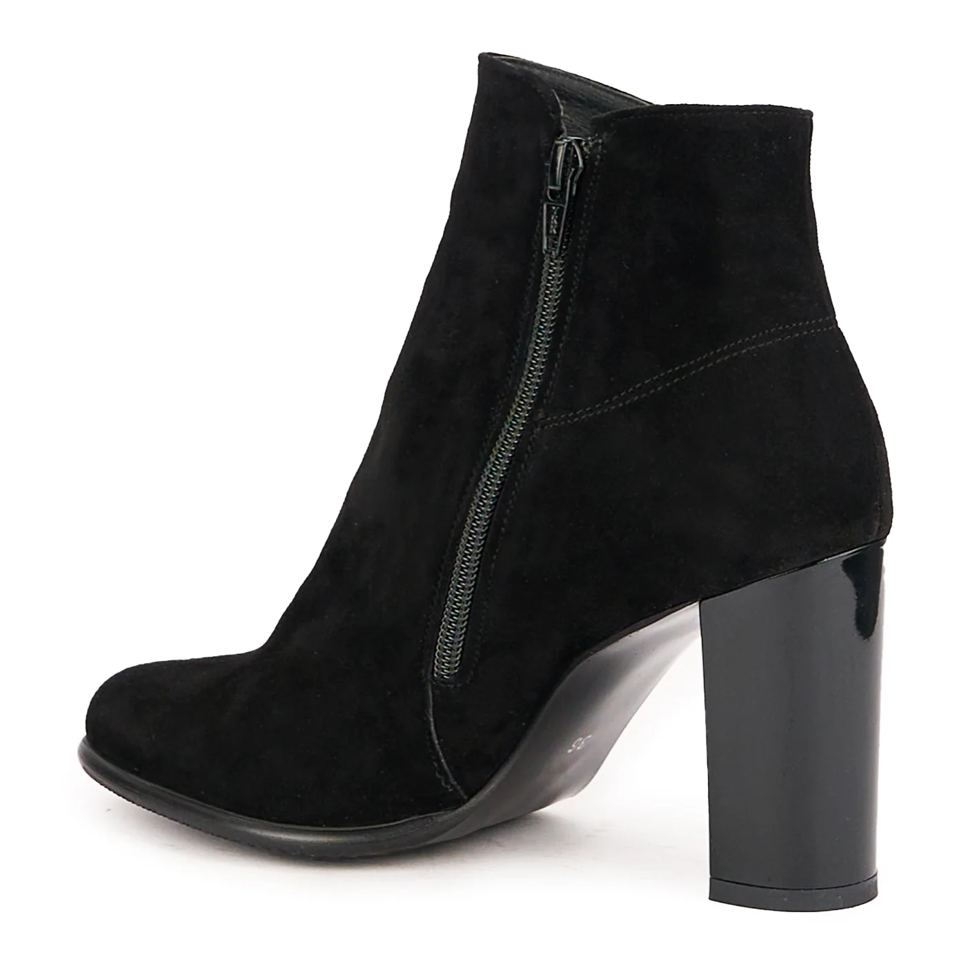 Botine dama din piele naturala neagra cu toc gros 9 cm 16694 - Image 2