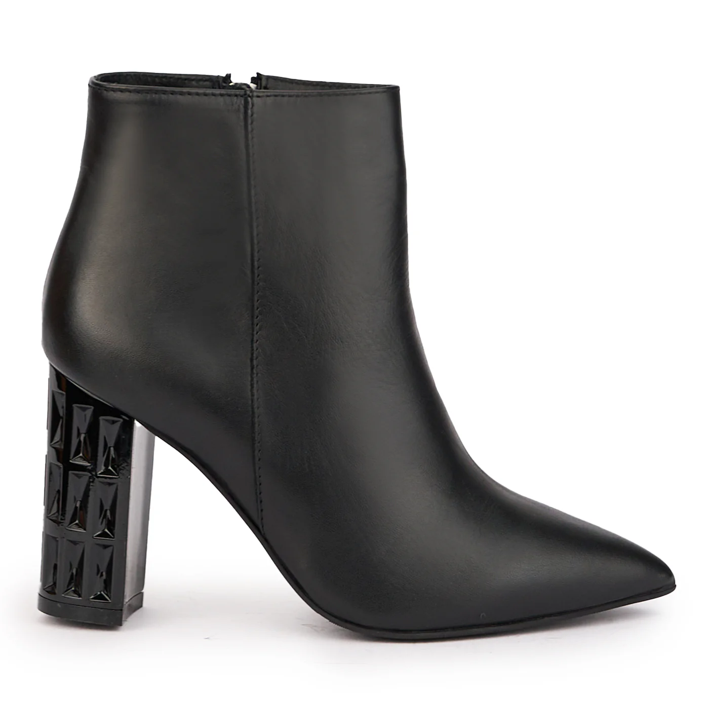 Botine dama din piele naturala neagra cu toc gros 9 cm 17132