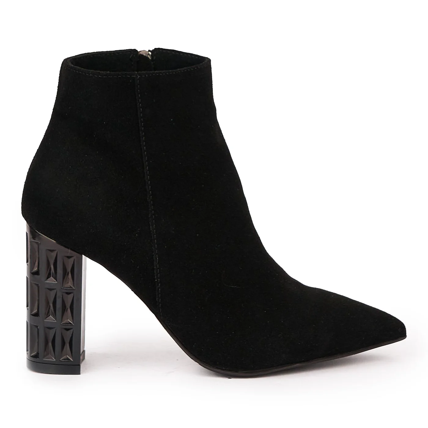 Botine dama din piele naturala neagra cu toc gros 9 cm 17133