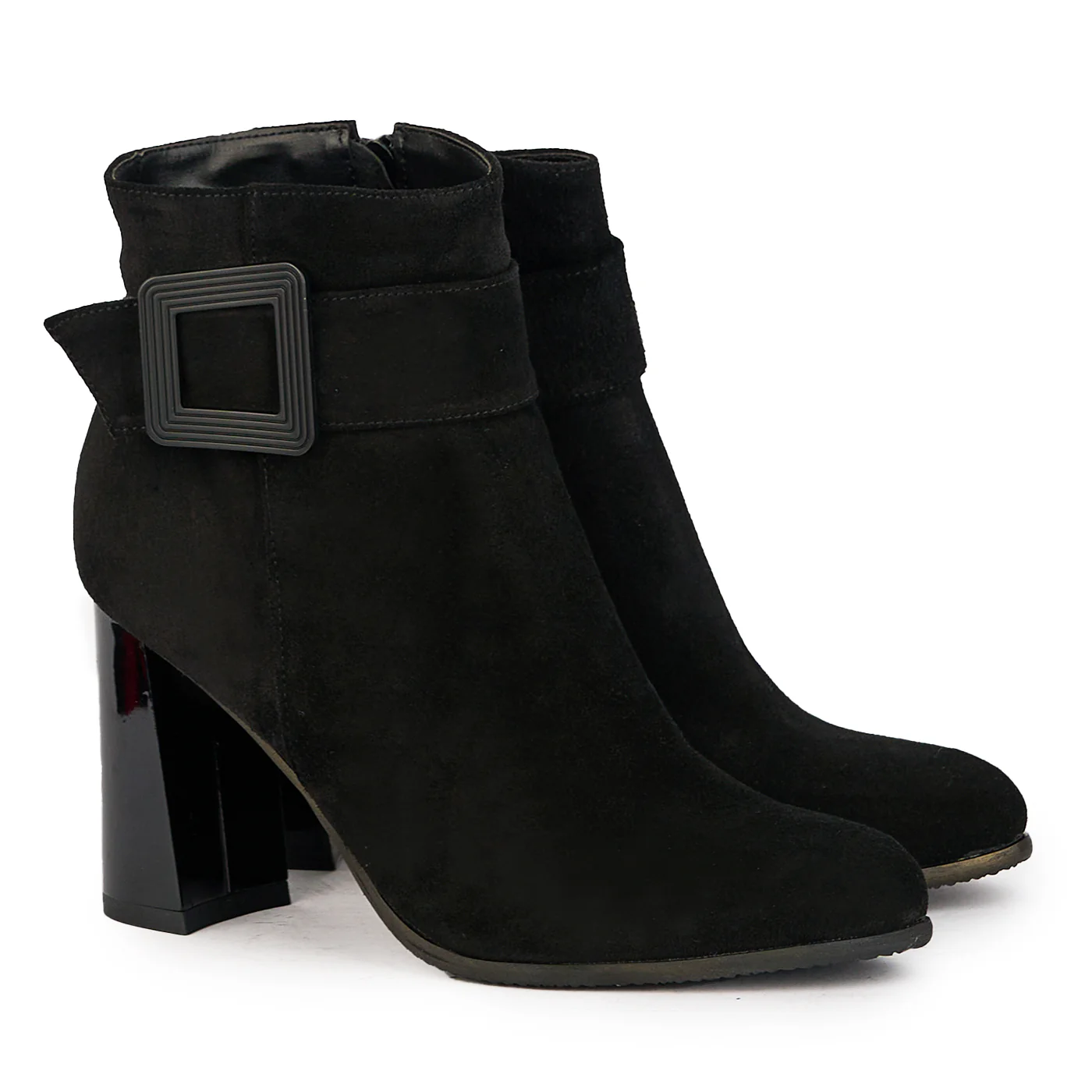 Botine dama din piele naturala neagra cu toc gros 9 cm 17301 - Image 4