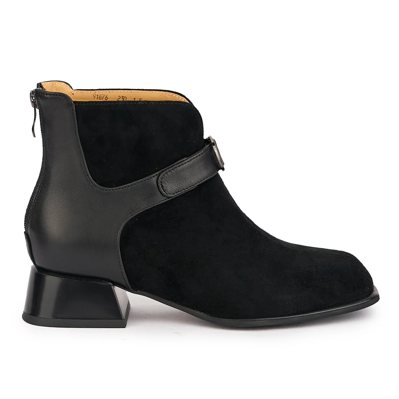 Botine dama din piele naturala neagra cu toc mic 3.5 cm 16999