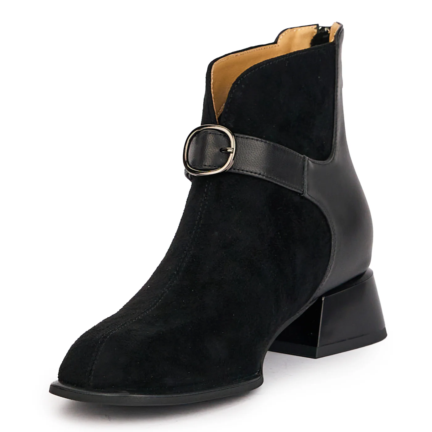 Botine dama din piele naturala neagra cu toc mic 3.5 cm 16999 - Image 3