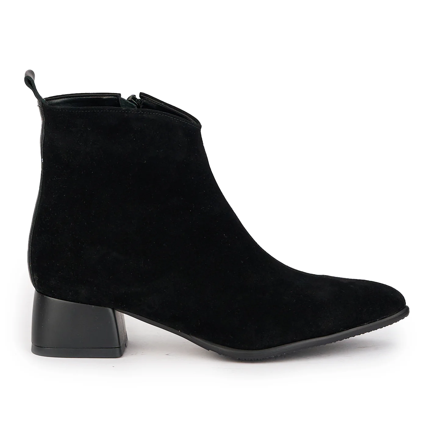 Botine dama din piele naturala neagra cu toc mic 4 cm 17168