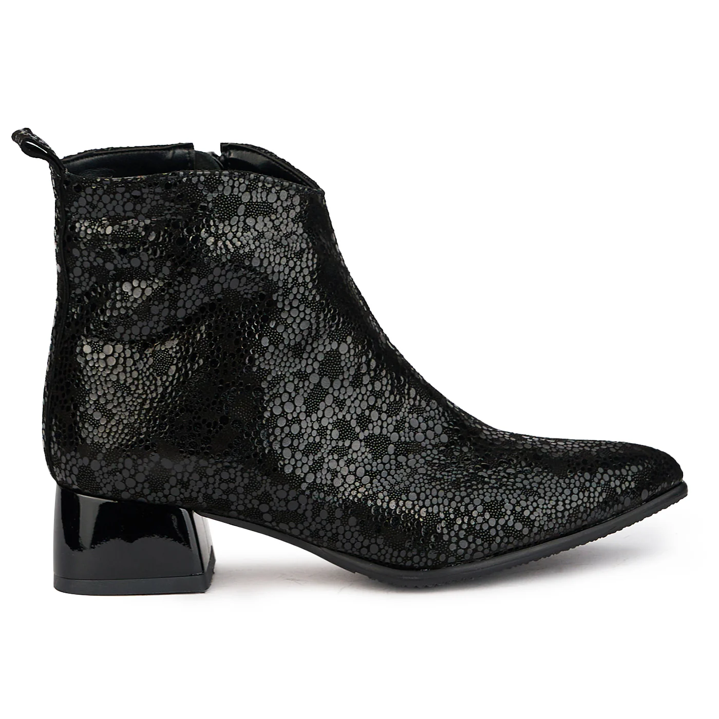 Botine dama din piele naturala neagra cu toc mic 4 cm 17245