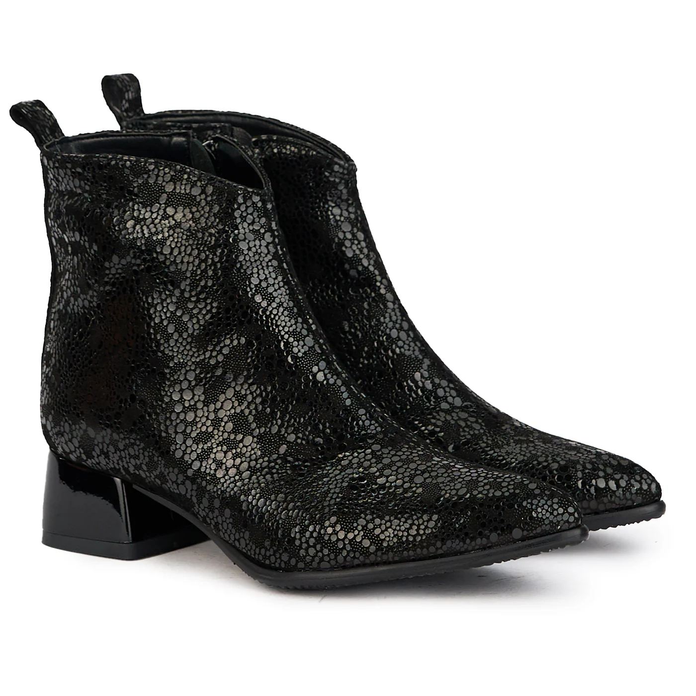 Botine dama din piele naturala neagra cu toc mic 4 cm 17245 - Image 4