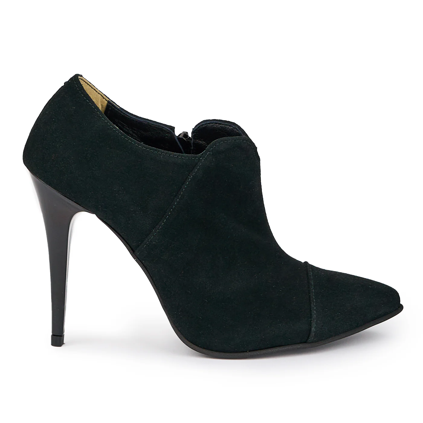 Botine dama din piele naturala neagra cu toc subtire 11 cm 15266