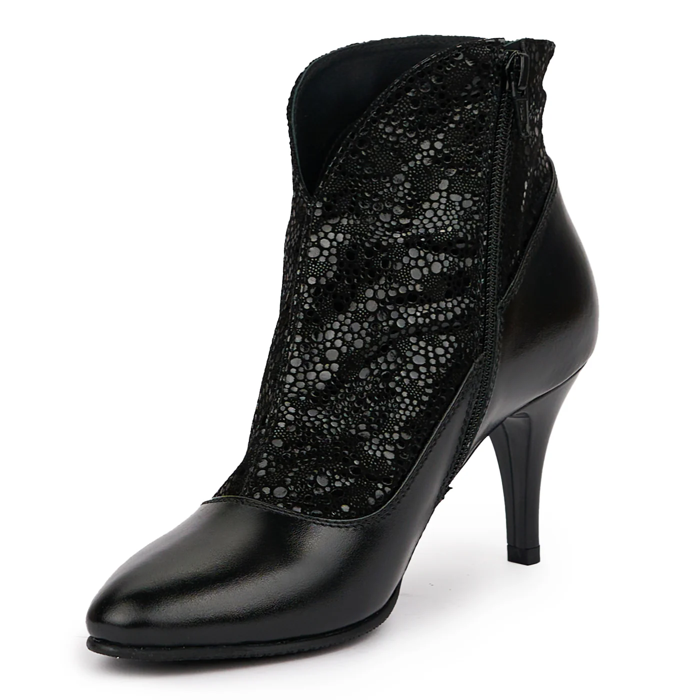 Botine dama din piele naturala neagra cu toc subtire 6 cm 14325 - Image 3