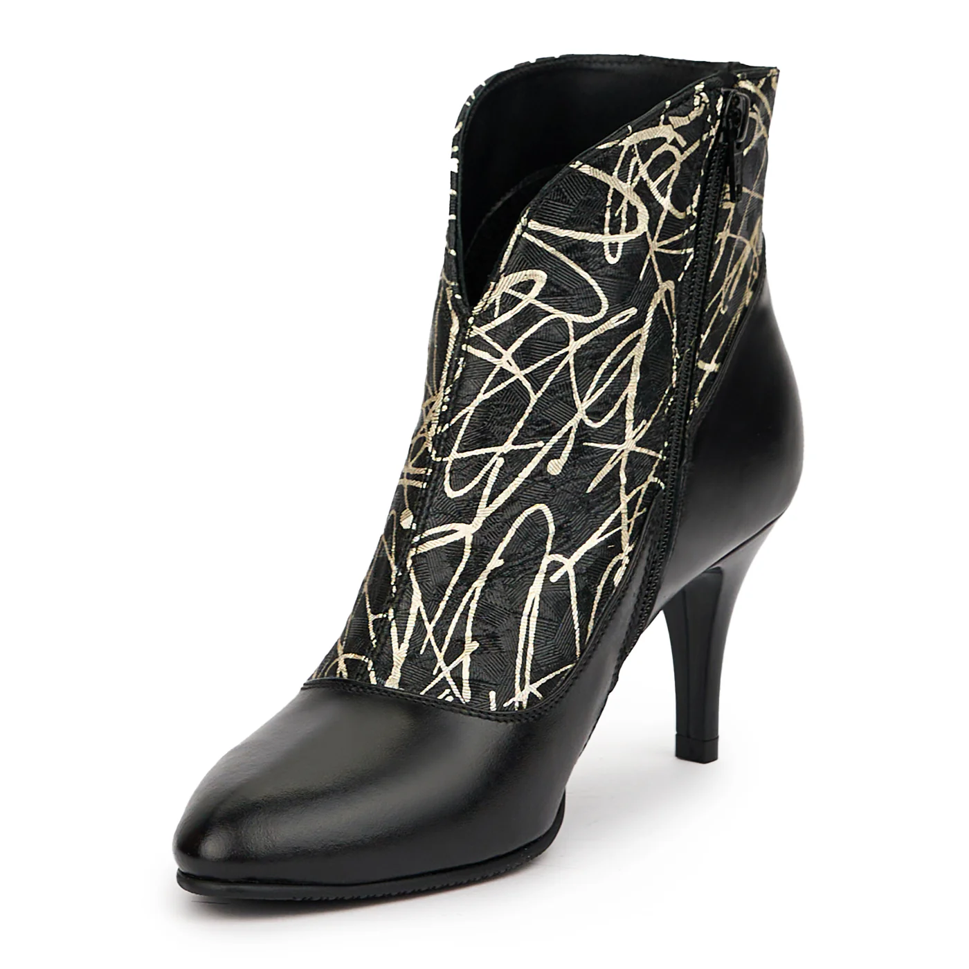 Botine dama din piele naturala neagra cu toc subtire 7.5 cm 14562 - Image 3