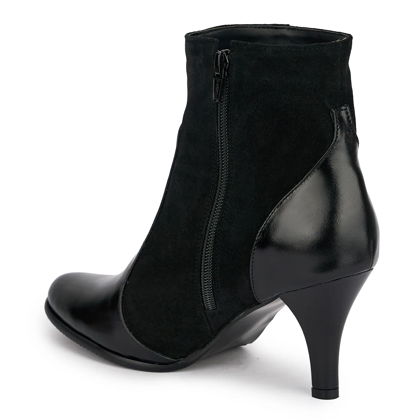 Botine dama din piele naturala neagra cu toc subtire 7.5 cm 18891 - Image 2