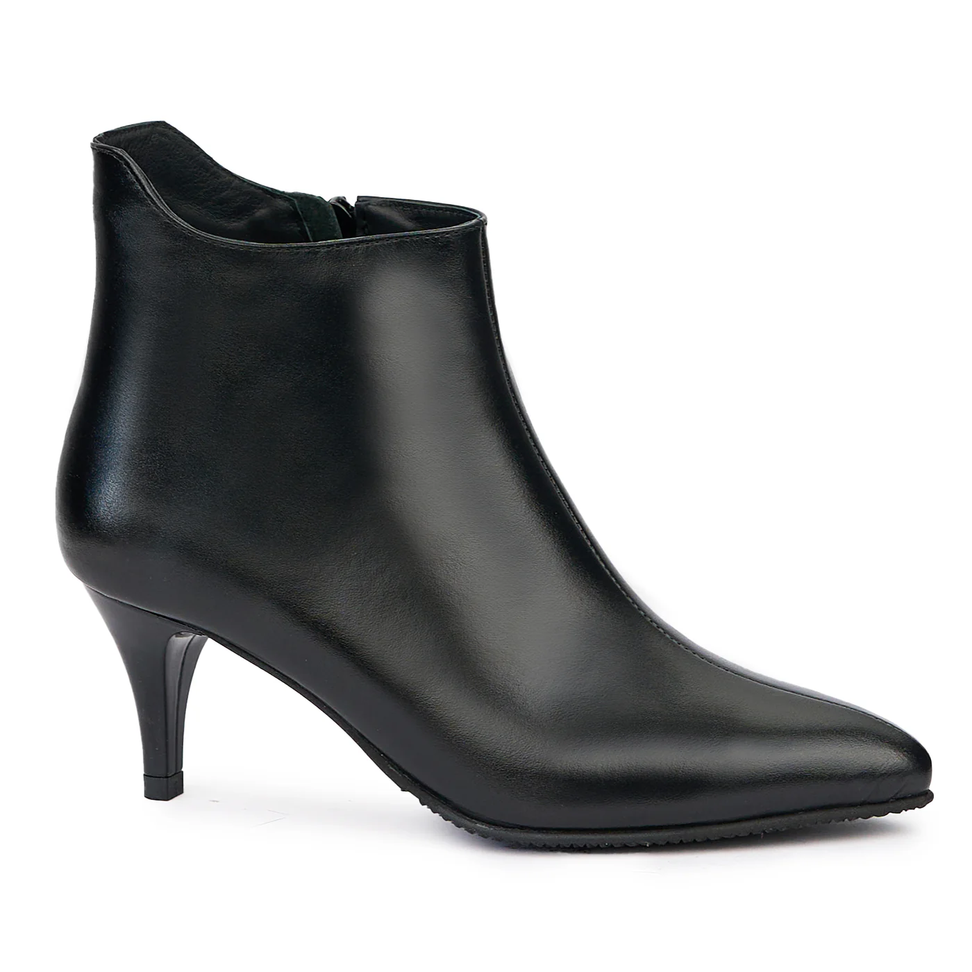 Botine dama din piele naturala neagra cu toc subtire 7 cm 14504