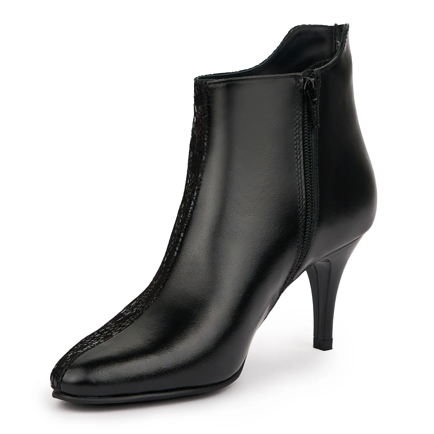 Botine dama din piele naturala neagra cu toc subtire 8 cm 14313 - Image 3