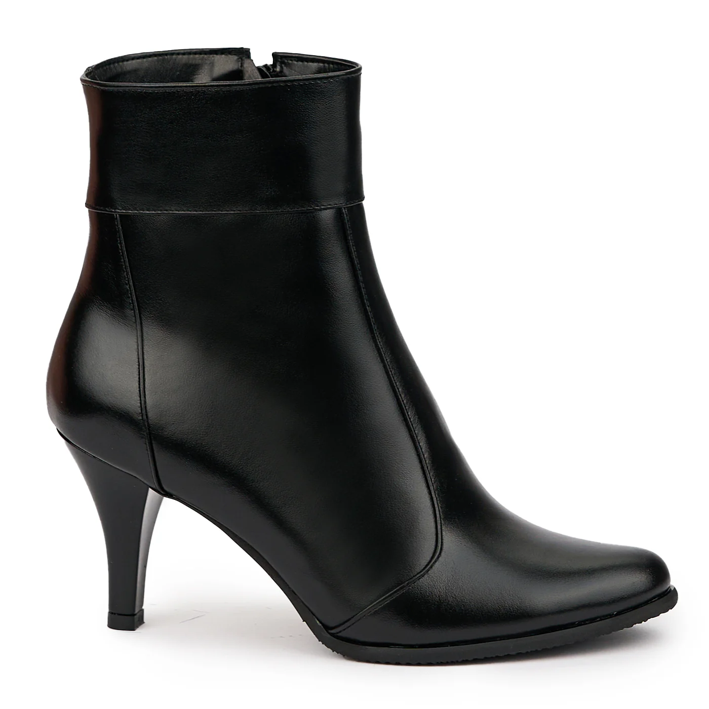 Botine dama din piele naturala neagra cu toc subtire 8 cm 14538