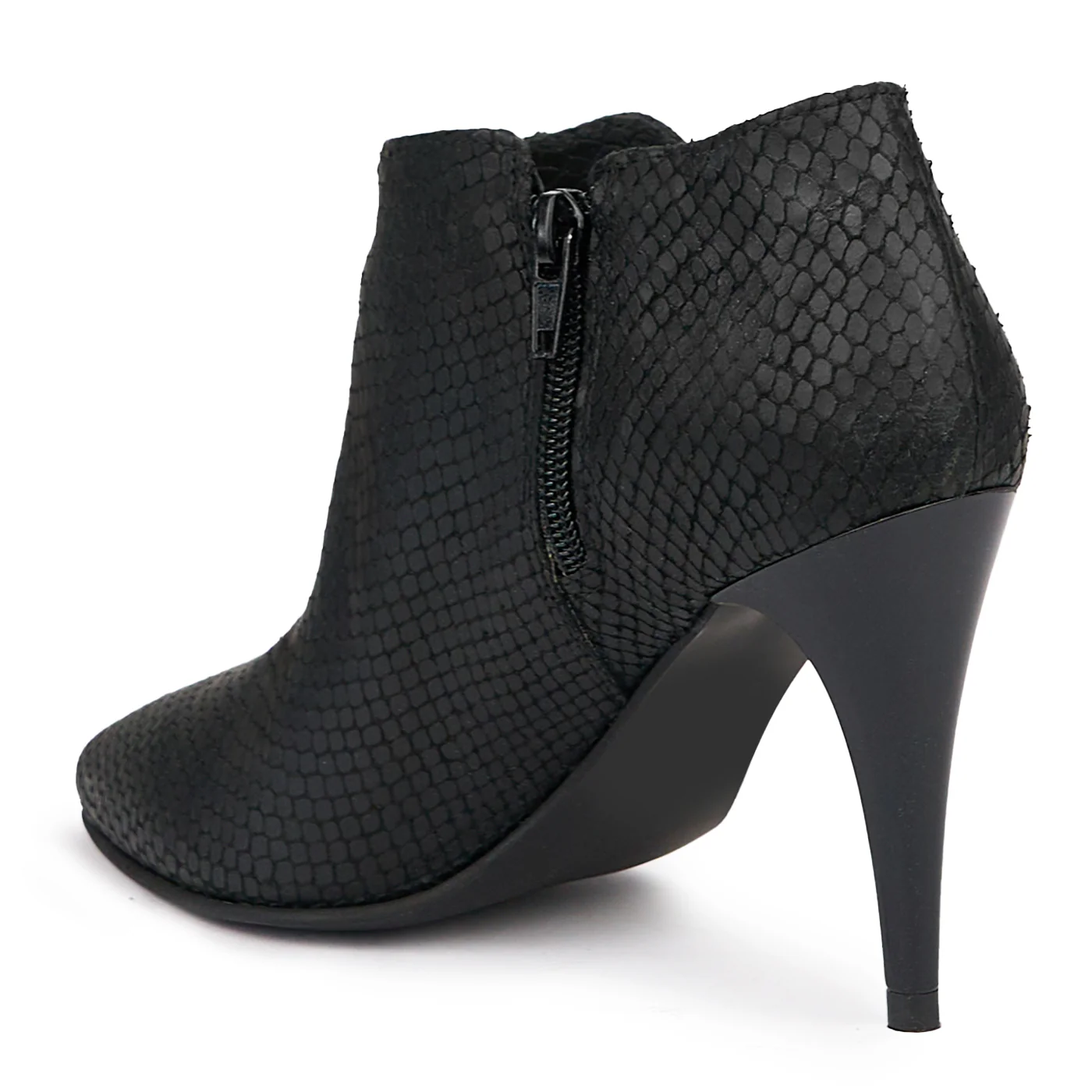 Botine dama din piele naturala neagra cu toc subtire 9.5 cm 14471 - Image 2